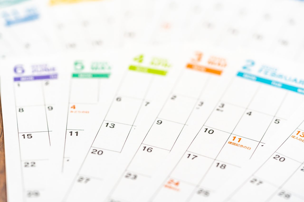 「カレンダー」に使う英語を覚えよう。月や曜日、予定を書き込むときの覚えたいフレーズとは？