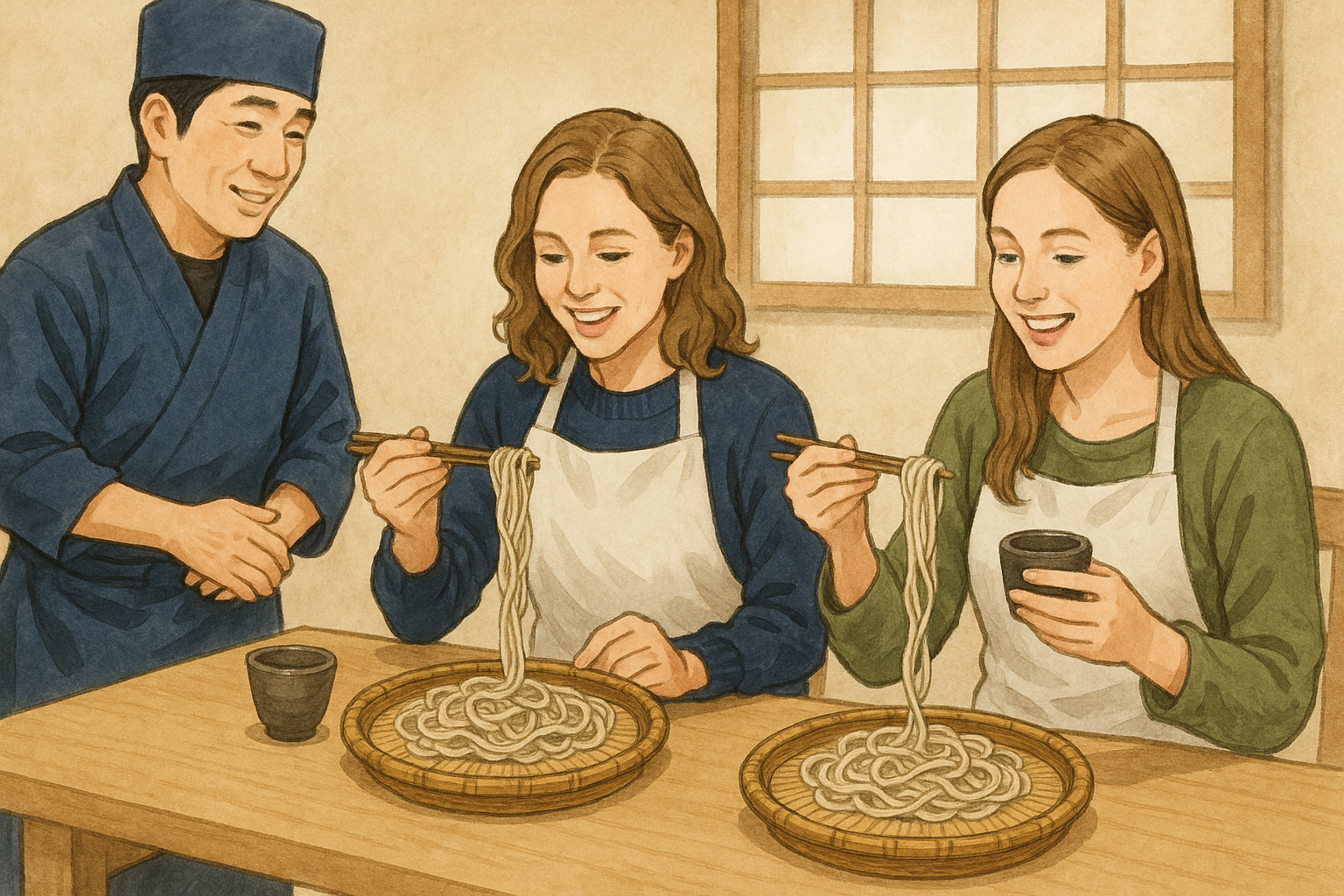 そば打ち体験での実践的な英会話ロールプレイ