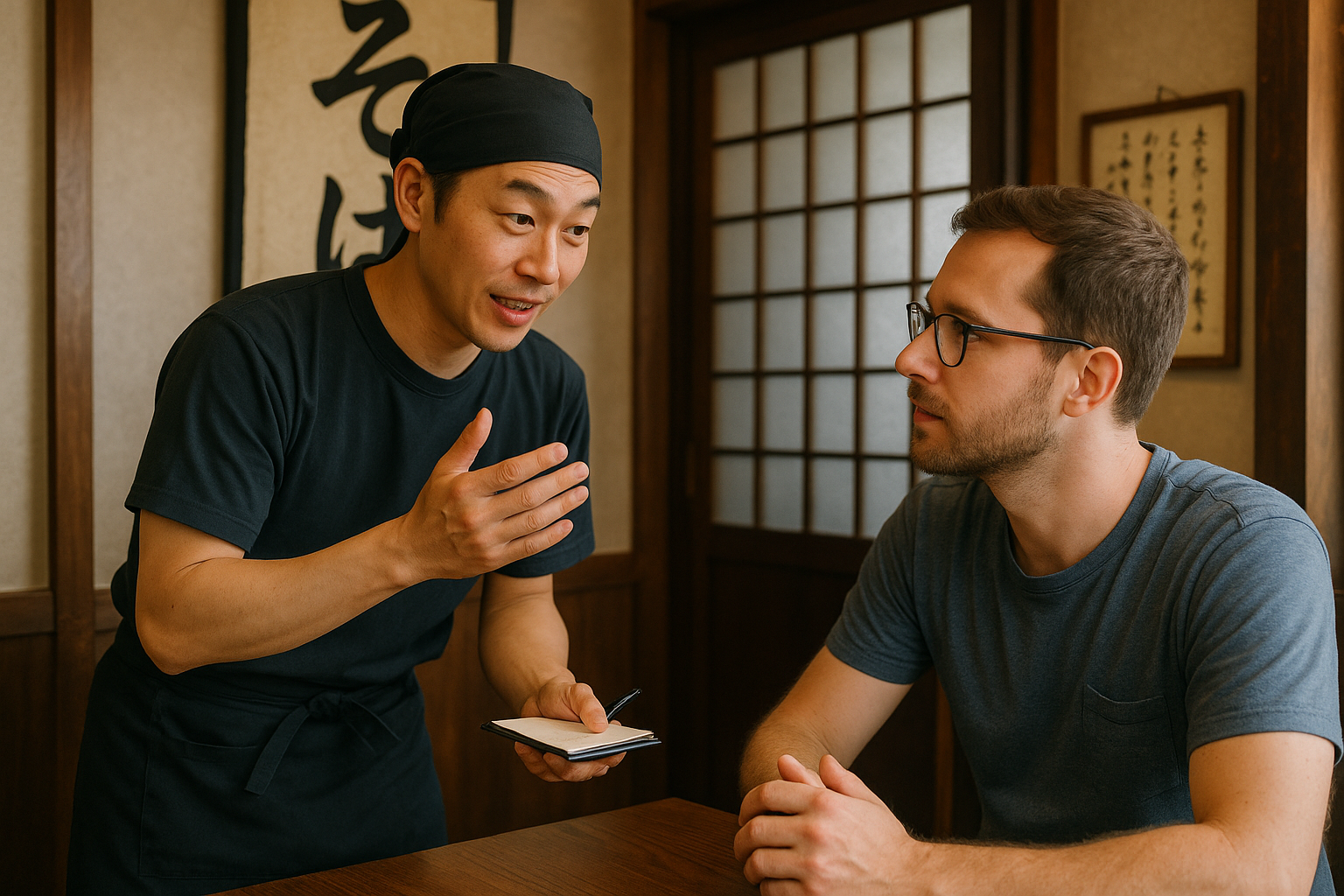 蕎麦屋での実践的な英会話ロールプレイ