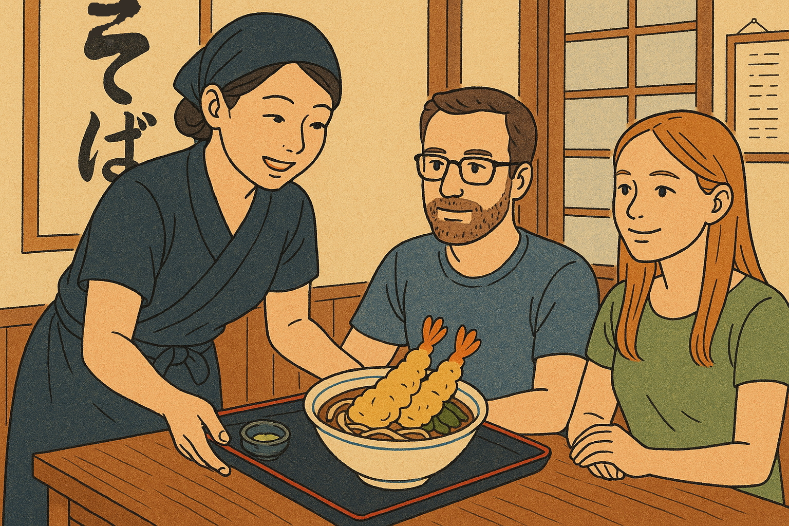 蕎麦屋での実践的な英会話ロールプレイ