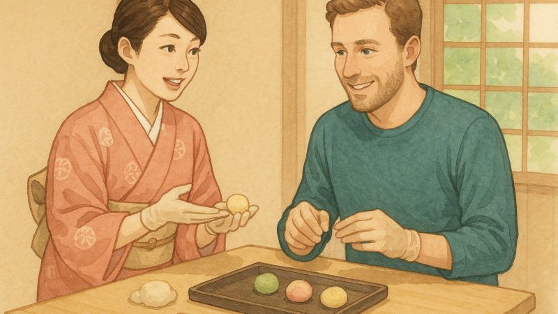 和菓子作り体験スタッフ｜英語での案内・手順説明に役立つ単語とロールプレイング