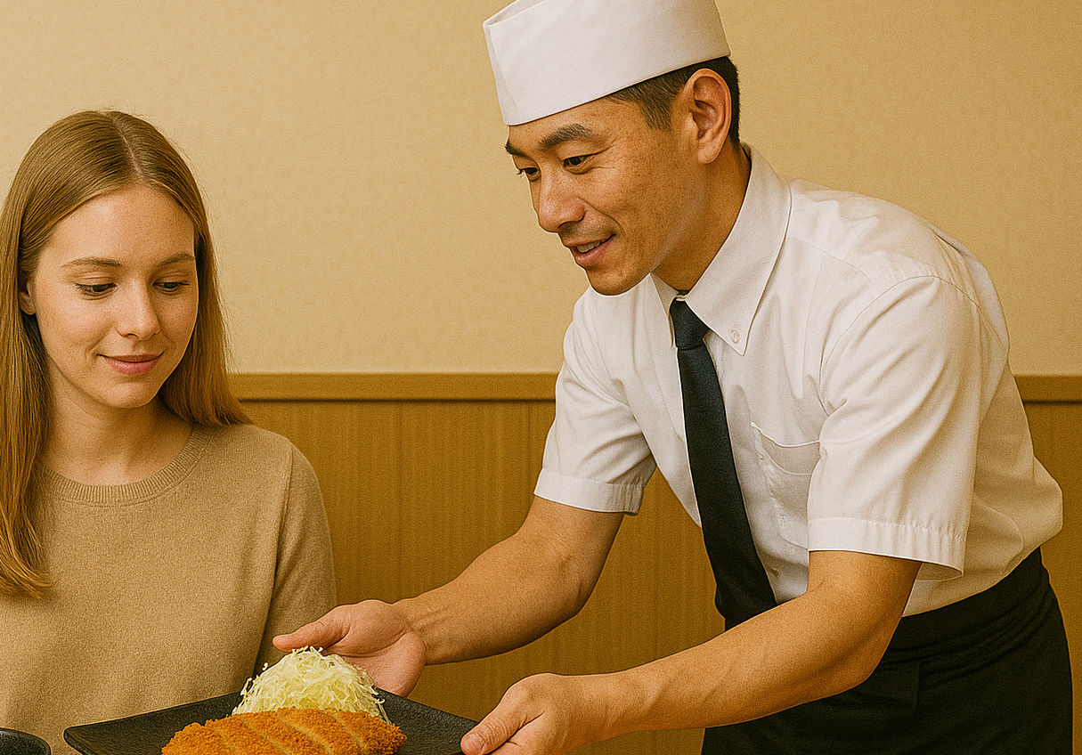 とんかつ屋での実践的な英会話ロールプレイ