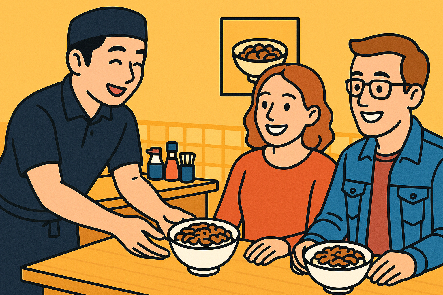 牛丼屋での実践的な英会話ロールプレイ