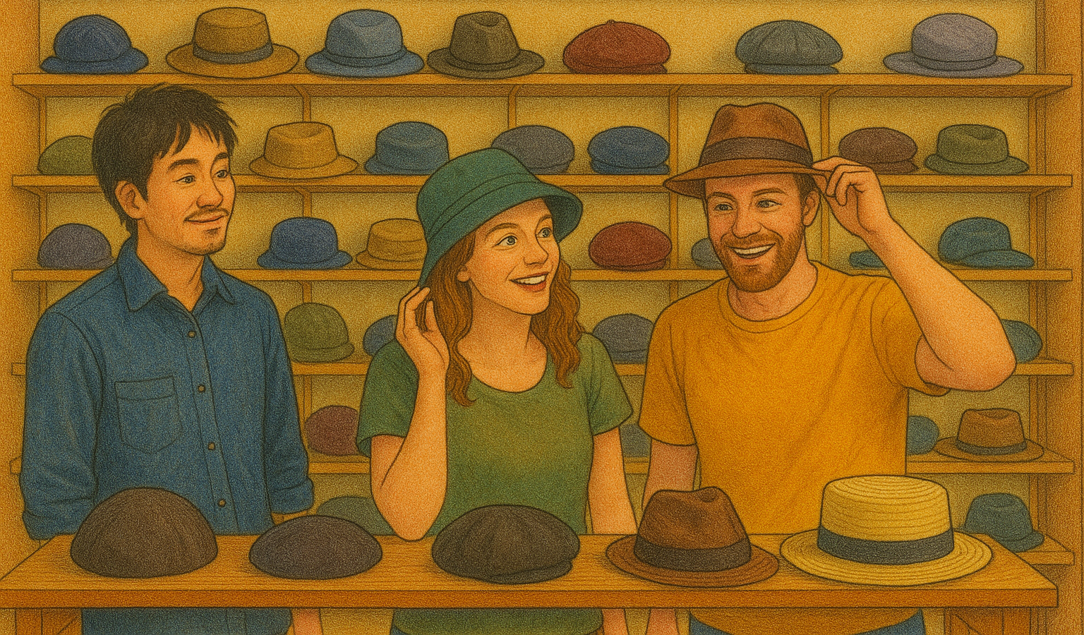 帽子専門店店員｜サイズ調整の案内からTPOに合った提案まで！お役立ち英単語とロールプレイング