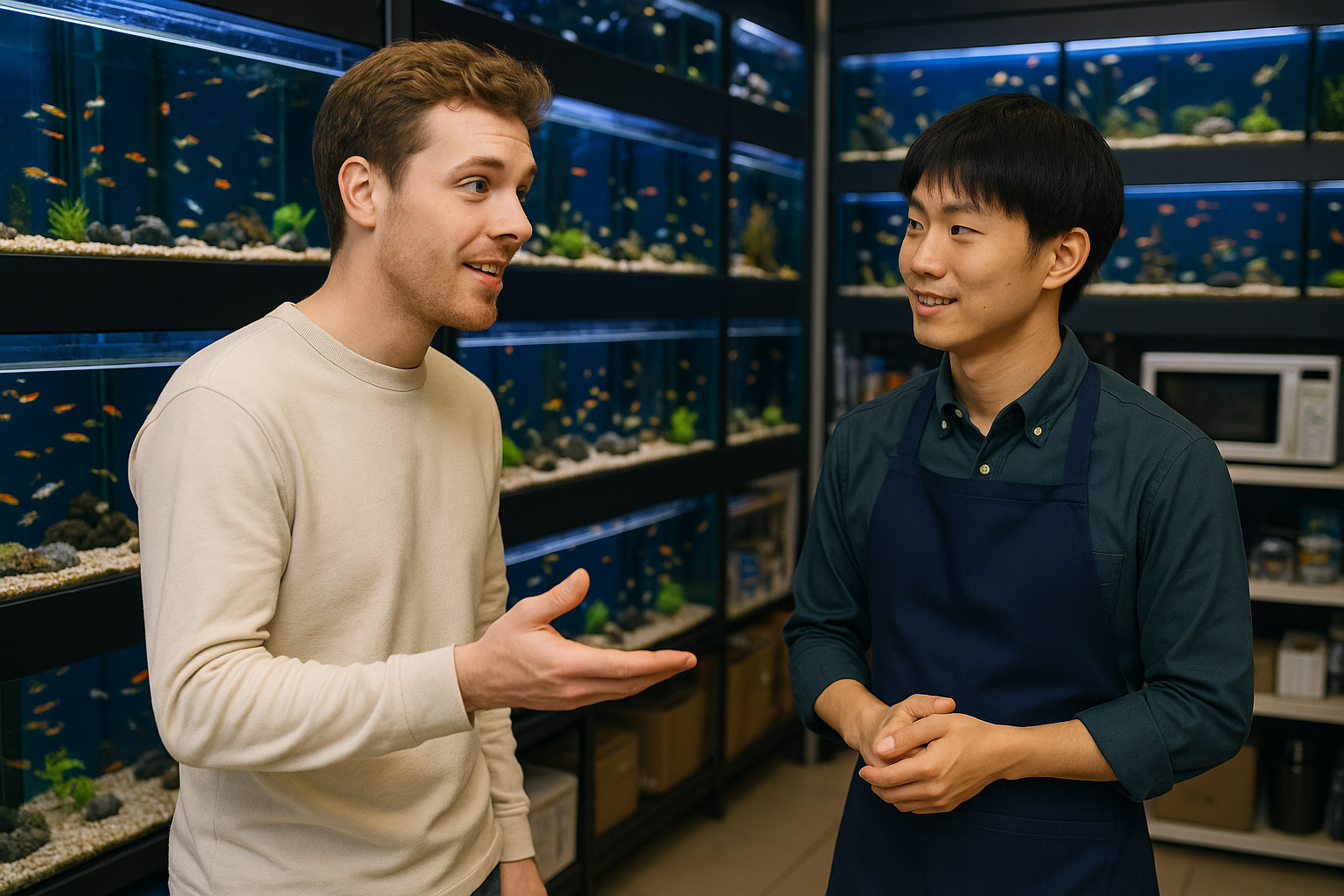 アクアリウム専門店での実践的な英会話ロールプレイ