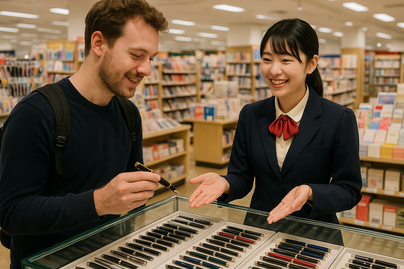 文房具専門店での実践的な英会話ロールプレイ