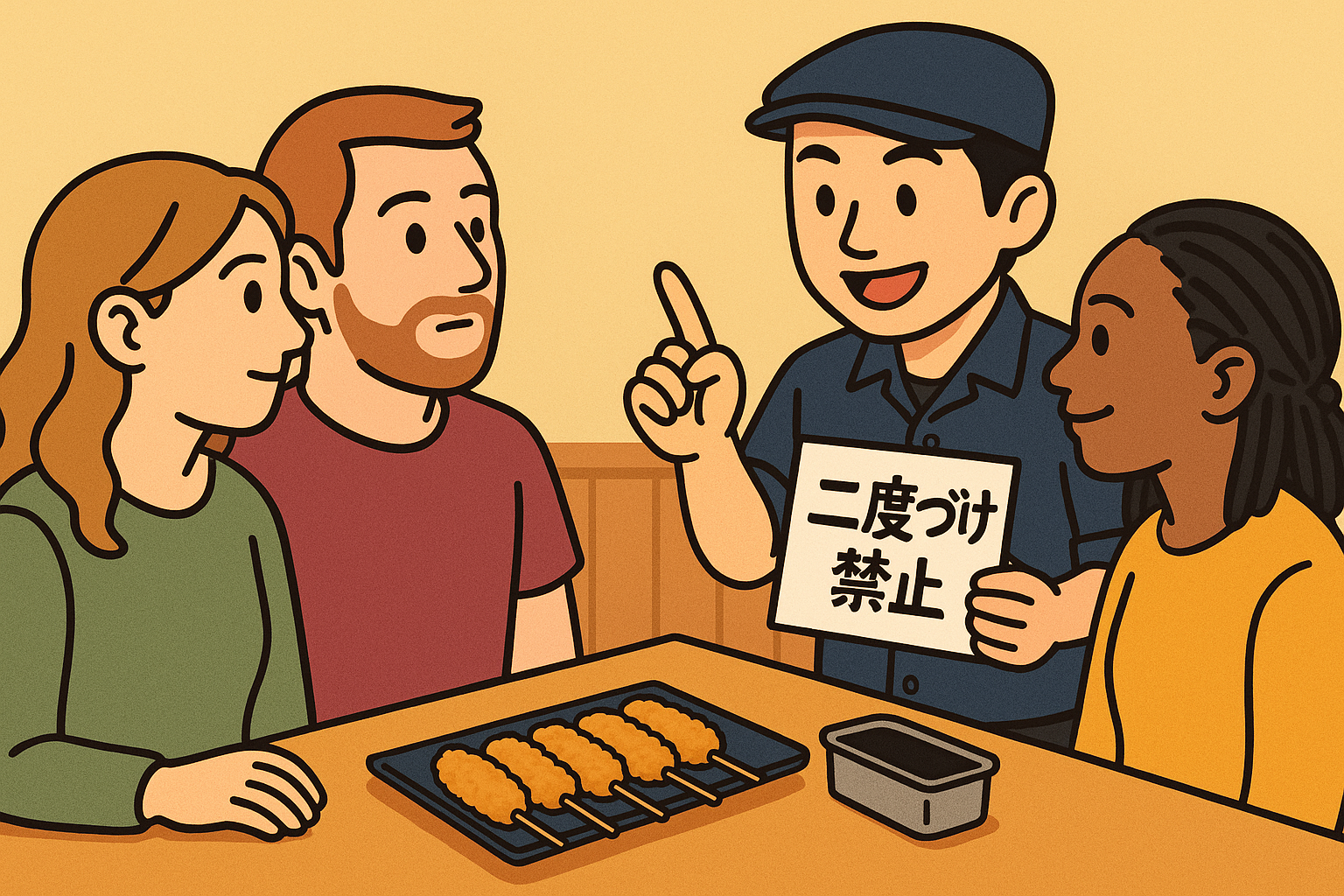 串カツ屋での実践的な英会話ロールプレイ