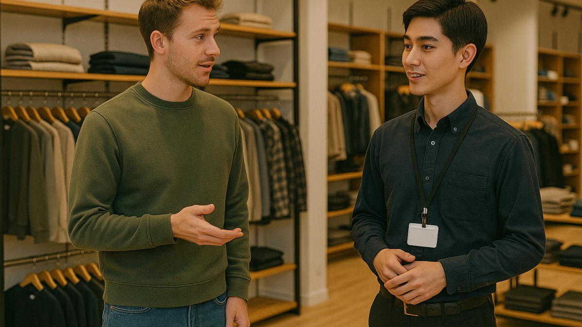 メンズファッション売り場店員｜サイズ案内からスタイリング提案まで！お役立ち英単語とロールプレイング