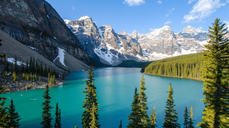 カナダの世界遺産「カナディアン・ロッキー山脈自然公園群」を英語で。氷河と湖の絶景