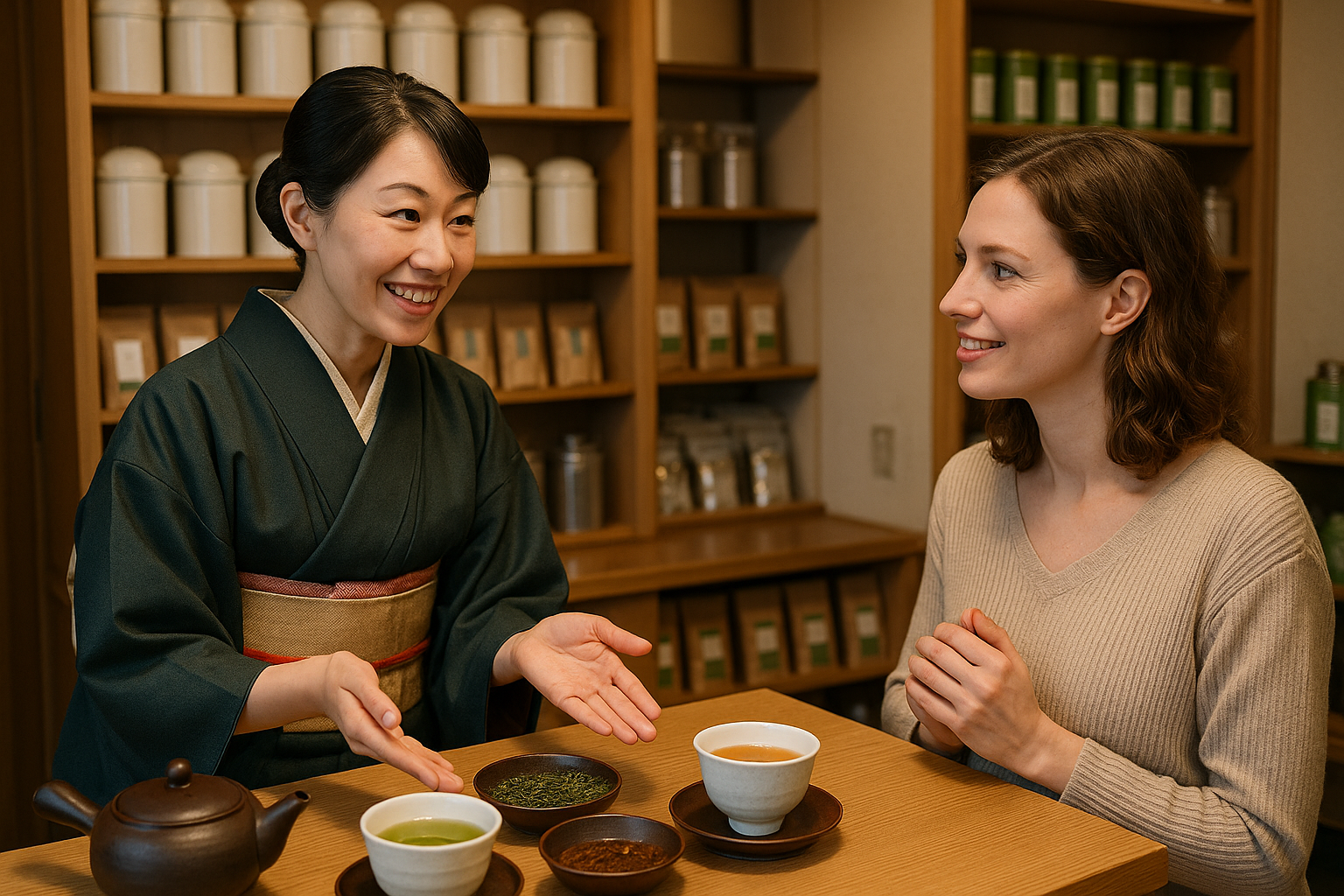日本茶専門店での実践的な英会話ロールプレイ