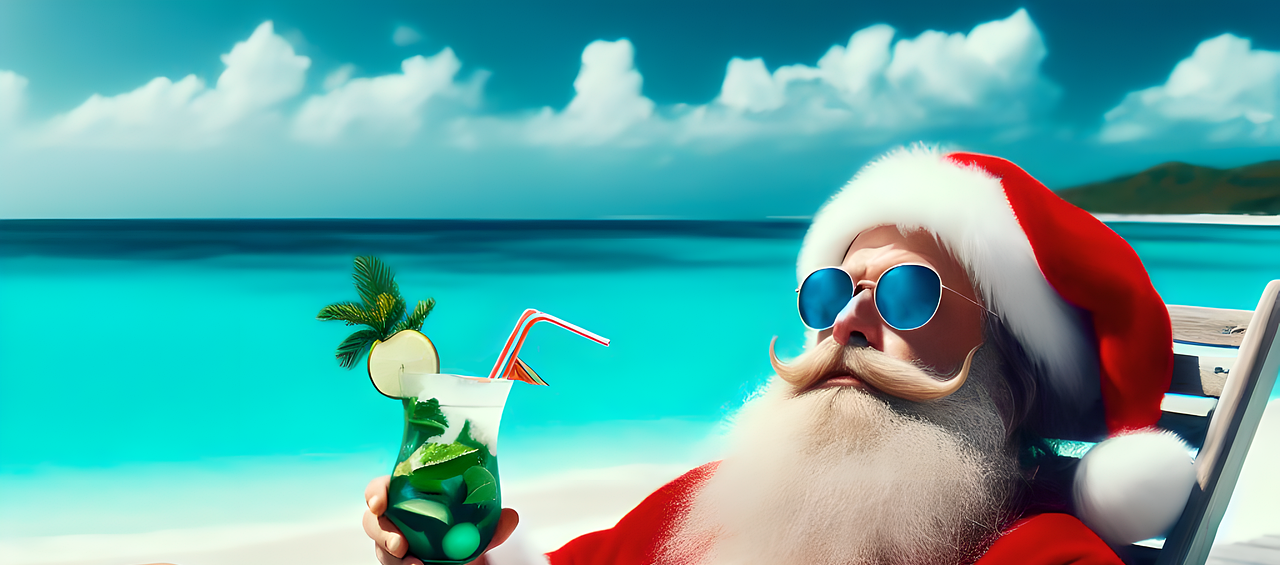  オーストラリアのサンタさんはビーチにやってくる？