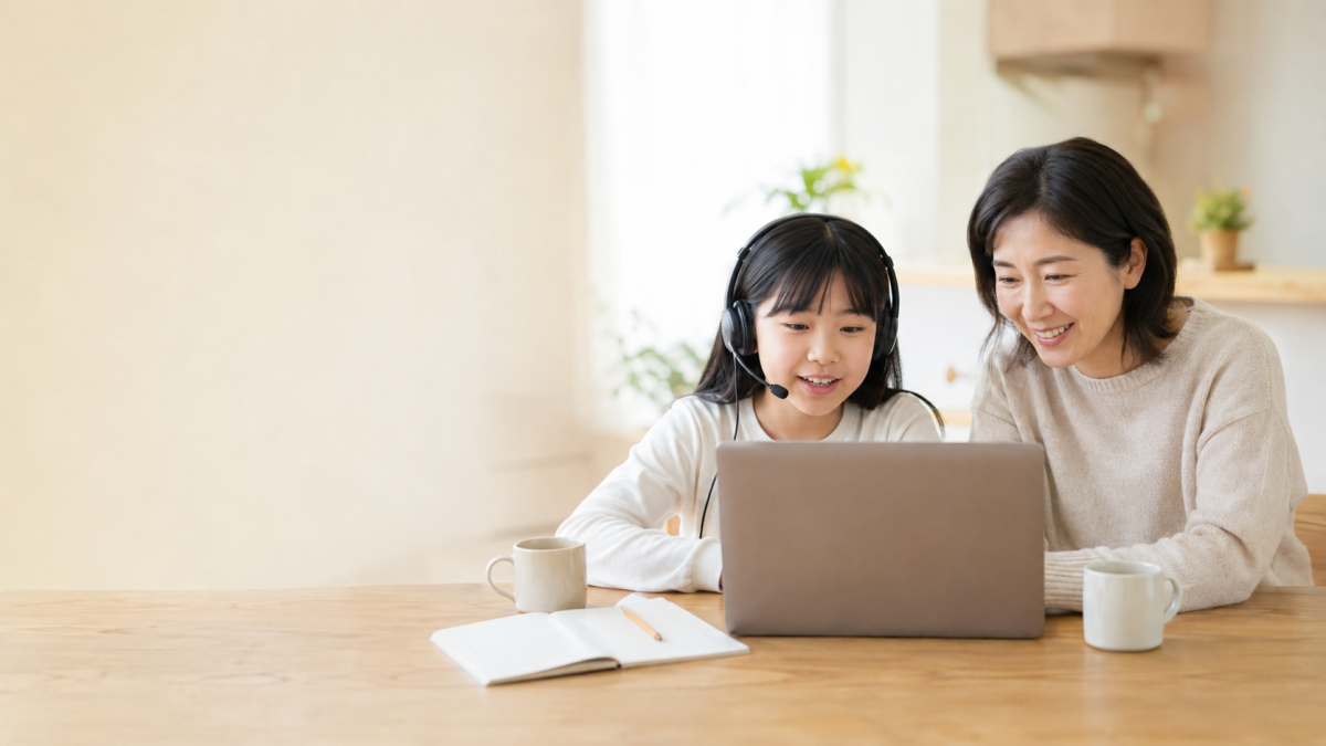 親も横で学んでいた——子のレッスンを見ていたら私も話せた